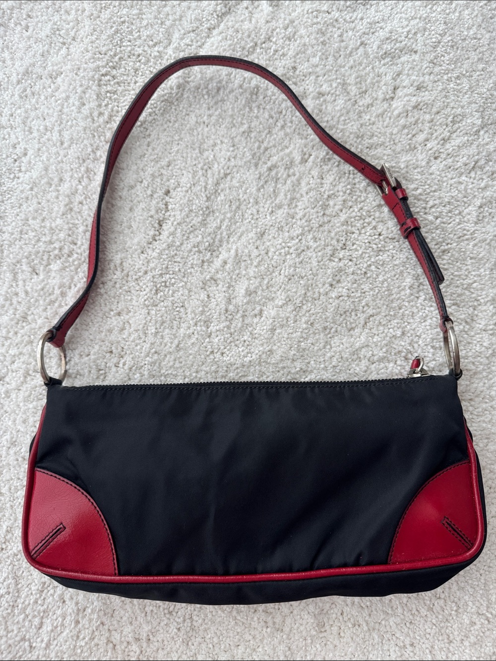 Prada Black and Red Leather-Trim Shoulder Bag - Picture 9 of 15